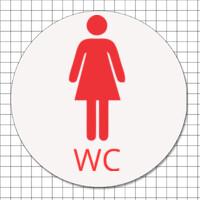 Cartel adhesivo circular (7 cm) - Lavabo de señoras