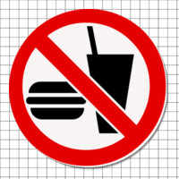 Cartel adhesivo circular (7 cm) - Prohibido comer
