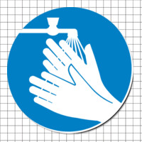 Cartel adhesivo circular (7 cm) - Lávese las manos