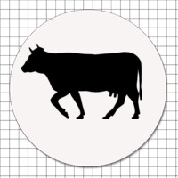 Cartel adhesivo circular (5 cm) - Carne de ternera