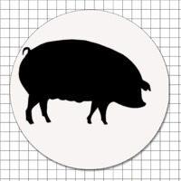 Cartel adhesivo circular (5 cm) - Cerdo