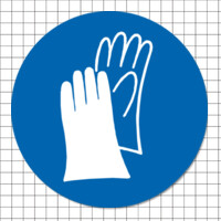 Cartel adhesivo circular (7 cm) - Uso de guantes obligatorio