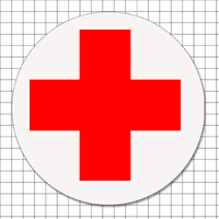 Cartel adhesivo circular (7 cm) - Primeros auxilios