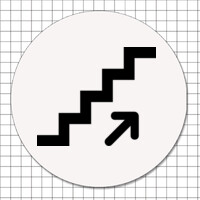 Cartel adhesivo circular (7 cm) - Escaleras de Subida