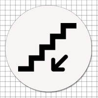 Cartel adhesivo circular (7 cm) - Escaleras de Bajada