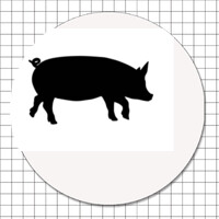 Cartel adhesivo circular (3 cm) - Cerdo