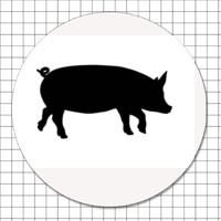 Cartel adhesivo circular (7 cm) - Cerdo