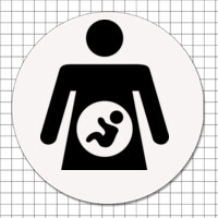 Cartel adhesivo circular (7 cm) - Sitio reservado a embarazadas