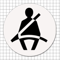 Cartel adhesivo circular (7 cm) - Uso obligatorio del cinturón de seguridad