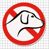 Cartel adhesivo circular (7 cm) - Animales no permitidos