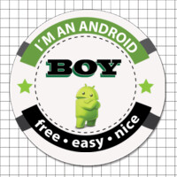 Pegatinas circulares (7 cm) - Android boy