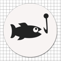 Cartel adhesivo circular (7 cm) - Zona de pesca