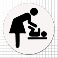 Cartel adhesivo circular (7 cm) - Cambiador de bebés