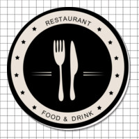 Cartel adhesivo circular (7 cm) - Restaurant Food&Drink